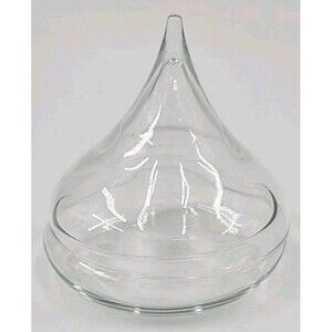 Vintage Clear Glass Hershey’s Kiss Shaped Candy Dish Novelty Lidded Jar 1970-90s